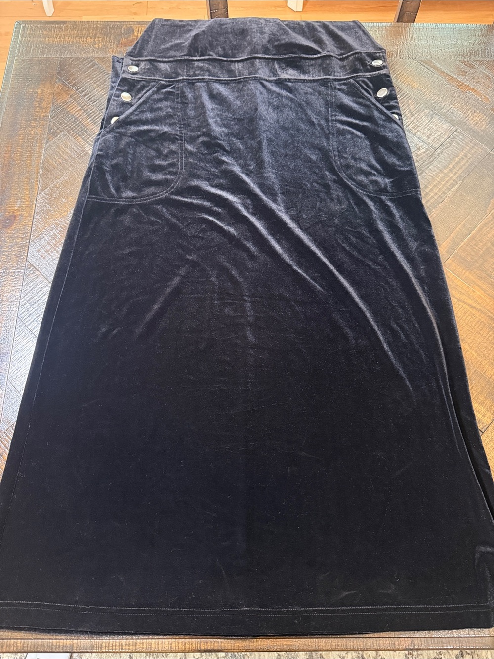 Coldwater Creek Black Velvet Overall Maxi Dress L Pinafore Jumper - Picture 5 of 10